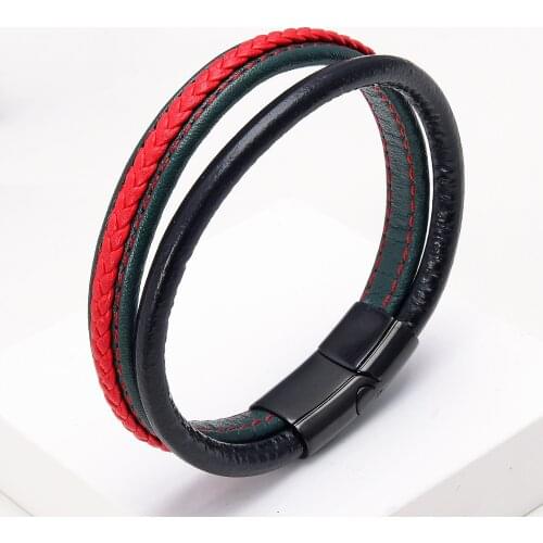 8 Color Braided Leather Bracelet Men Stainless Steel Magnetic Buckle Boho Jewelry For Women Bracelets Amp Bangles