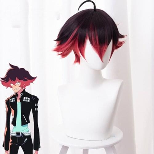 PROMARE Canro Gueira Dark Brown Gradient Dark Red Big Reverse Cosplay Wig