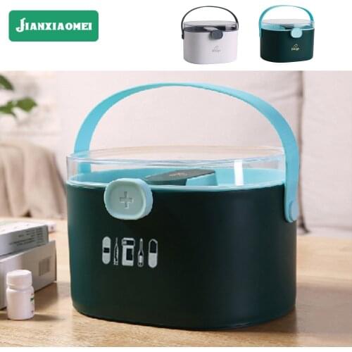 Family original medicine box large-capacity double-layer transparent portable portable storage medicine box