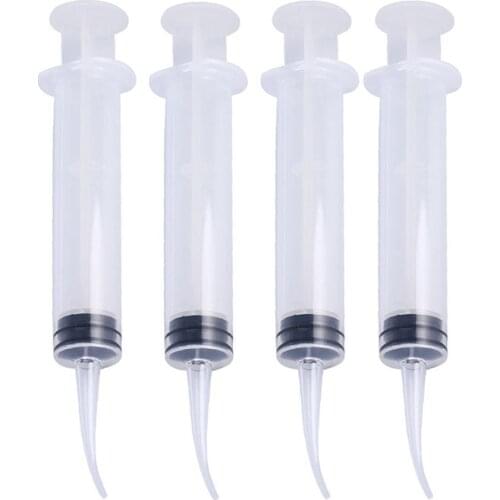 4pcs/pack Disposable Dental Irrigation Syringe With Curved Tip 12cc Dental Care Teeth Whitening Cleaner Oral Hygiene syringes