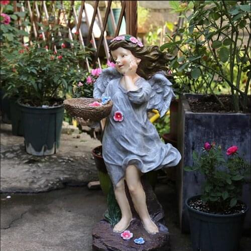 Outdoor Gardening Angel Girl Decorations Resin Crafts American Villages Landscaping Figurines Ornaments Courtyard Furnishings