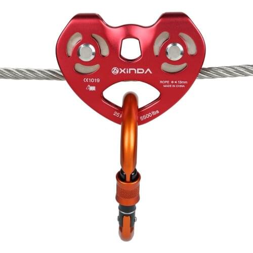 XINDA Professional Mountaineer Rock Climb Outdoor Exploration High Altitude Traverse Carriage Magnalium Twin Wheels Pulley
