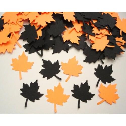 Bright Orange and Black Maple Leaf autumn Confettis birthday wedding bridal baby shower party Table scatters scrapbooking