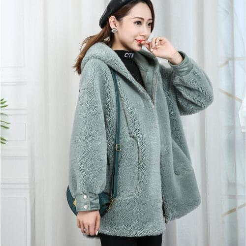 Women 2021 Winter New Type Sheep Shearing Coat Ladies Thicked Warm Genuine Fur Outwear Female Natural Wool Fur Casual Jacket B23