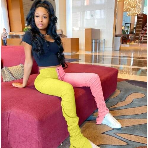 Stacked leggings pants Sweatpants Women Flare Pant Trousers Stacked Joggers Bell Bottom ruched pants Ladies Pencil Leggings