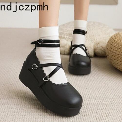 Shoes Women Japanese Style Mary Jane Shoes Women Vintage Girls High Heel Platform Shoes College Student Fashion Big Size 34-43