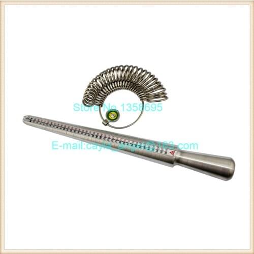 1Set Silver Ring Sizer Finger Sizing Jewelers Measuring Stick Metal finger Ring Gauge Set Mandrel US Size Jewelry Tool Equipment