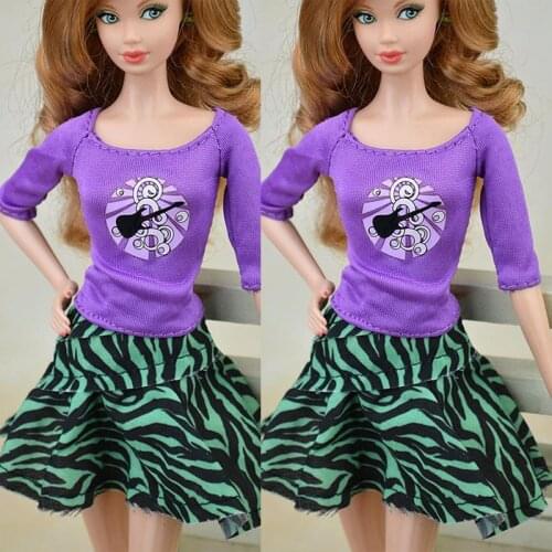 1pc Green Leopard Causal Mini Short Skirt Dress For Barbie Doll Outfits Clothes for 1:6 Doll Daily Wear Clothing DIY Toy for Kid