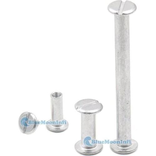 10 Pcs / Lot 15 50mm Flat Head Aluminum Button Nickel Chicago Screw Stud nail Slot Leather Belts