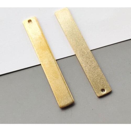 10pcs/Lot Stamping Rectangle Pendant Brass Jewelry Flat Long Disc Jewelry Diy Earring Necklace Jewelry Making