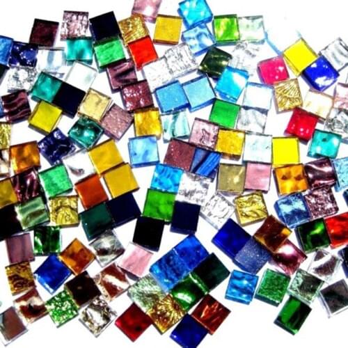 100g Assorted Color Square Clear Glass Mosaic Tiles for DIY Crafts Mosaic Stone Making 10x10mm Mosaic Mirror Tiles Mosaic Tiles