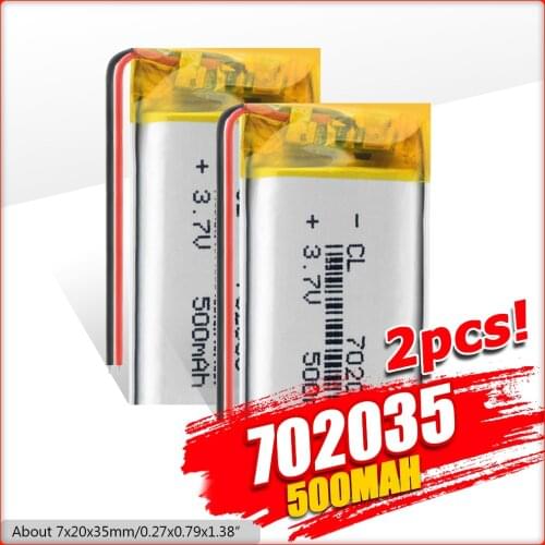 1/2/4 Pcs 702035 500mAh Li-po Battery Rechargeable 3.7v Lithium Li-ion Battery Durable MP3 MP4 Speaker GPS Bateria Replace