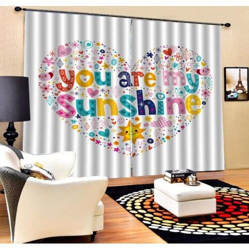 Heart curtains Customized size Luxury Blackout 3D Window Curtains For Living Room Decoration curtains