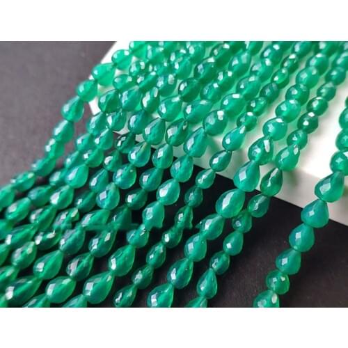 AAAA green chalcedony drop faceted 5-6mm 23cm for DIY jewelry making FPPJ wholesale beads nature