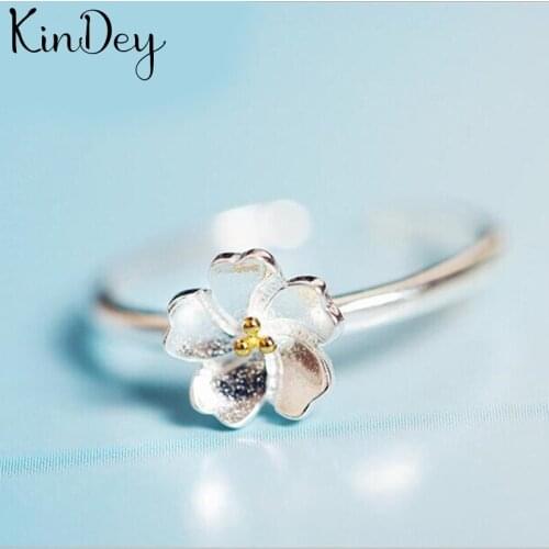 Bohemian Charm Boho Cheery Flower Rings For Women Lover Wedding Bridal Valentines Gifts Men Open Retro Antique Rings 2021