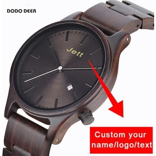 Customize Wood Watches Mens Engrave Private Logo Brand Name Date Display Quartz Timepieces Male мужские часы Special Gift Box
