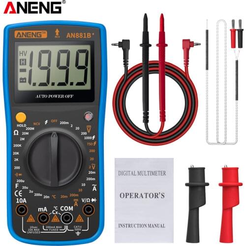 AN881B+ True Rms Digital Multimeter Tester Transistor Testers Manual High Precision Digitals Multimeter Tester AC DC Multi Meter