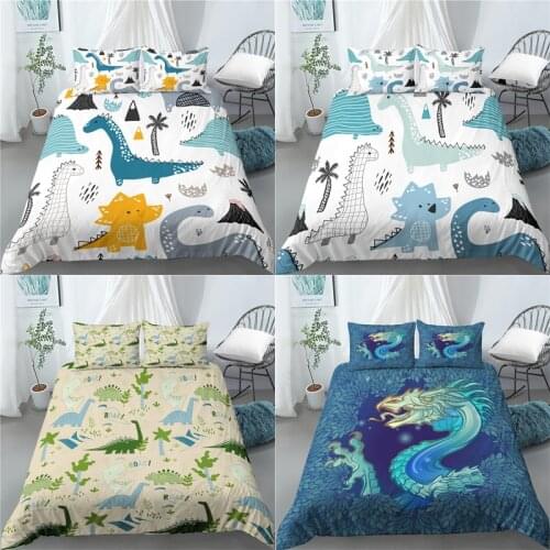 Home Living Luxury 3D Dinosaur Print 2/3Pcs Comfortable Duvet Cover PillowCase Bedding Sets Queen and King EU/US/AU Size