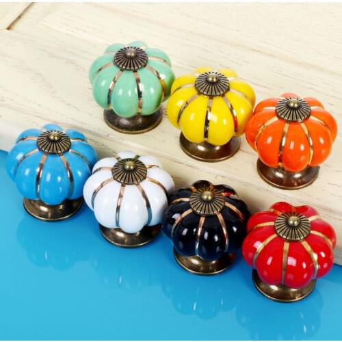 Hardware Porcelain Handles Ceramic Handles and Handle Pumpkin Shape Pull Cabinet Door Lovely Childrens Furniture Drawer Cabinet