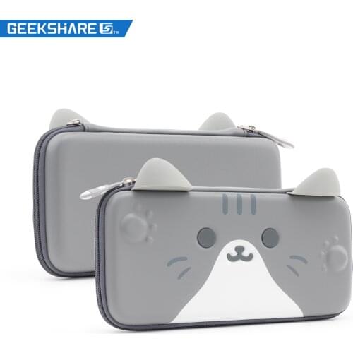 Geekshare Protables Cute Cats Ears For Nintendo Switch Gray Three-dimensional Ears Travel Carrying Case for Nintendo Switch