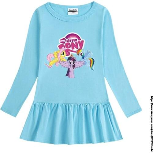 Cotton Princess Dress My Little Baby girl pony Fashion Girls Dress Long Sleeve Pleated Cotton Casual Party Girls Dresses