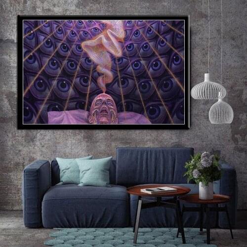 Art Poster Psychedelic Trippy Human Visual Abstract Canvas Painting Retro Wall Pictures Prints for Living Room Home Decor