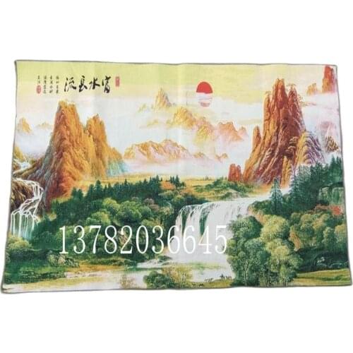 Chinese Handmade Silk Hanging Painting Landscape Painting Rich Water And Long Flow