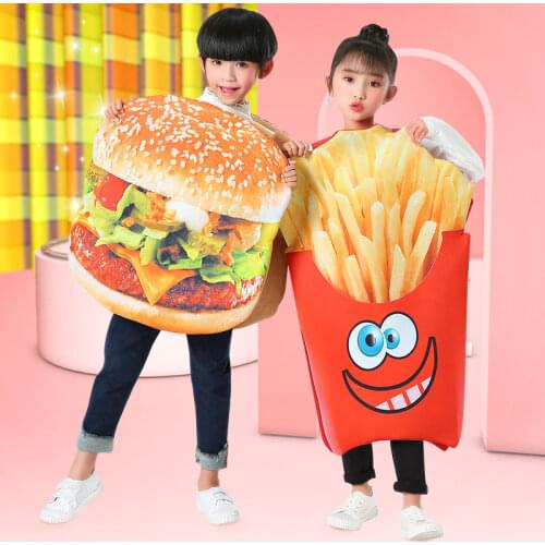 Halloween Costumes Children Creative Performance Costume Kindergarten Food Fruit Burger French Fries Cosplay Costumes DN7687