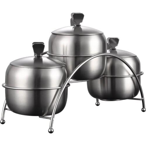 Kitchen supplies 304 stainless steel seasoning bottle set household seasoning tank salt can with lid seasoning box set