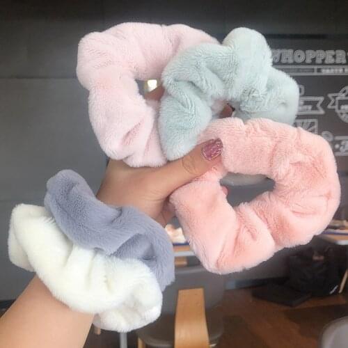 Miss FoUrSy Fashion Autumn and Winter Plush Hair Scrunchie In Colorful Color Large Elastic Hair Tie Rope Headband for Women Gift