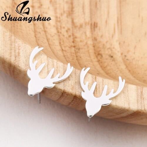 Trendy Personality Deer Stud Earrings Exquisite Animal Deer Head Ear Stud Earring Women Girls Jewelry Christmas Gifts