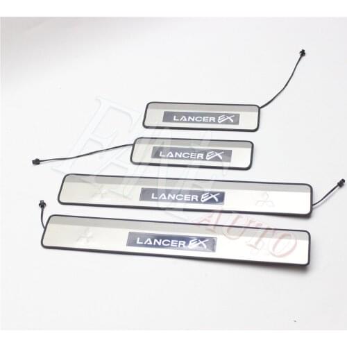 Stainless Steel Led Door Sill Scuff Plate Guard Sills Protector Trim For Mitsubishi Lancer EX Evolution X 2007-2017