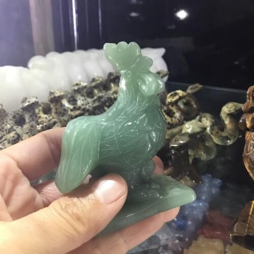 Natural Green Aventurine stone cock carvings Rock crystal chanticleer Figurine for Decoration