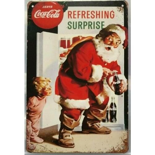 Cola Santa Claus Tin Sign Vintage Metal Plate For Bar Pub Wall Decor Plaques Kitchen Room Wall Signs