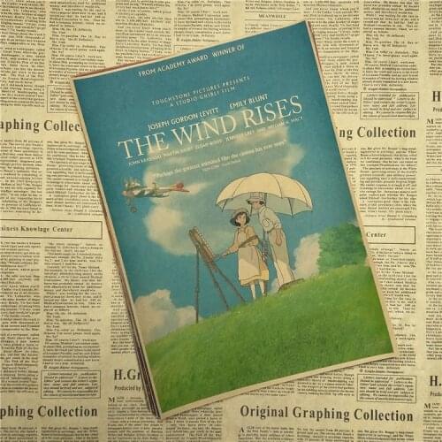 THE WIND RISES Miyazaki Hayao Japanese cartoon Home Furnishing decoration Kraft Movie retro Poster Drawing core Wall stickers