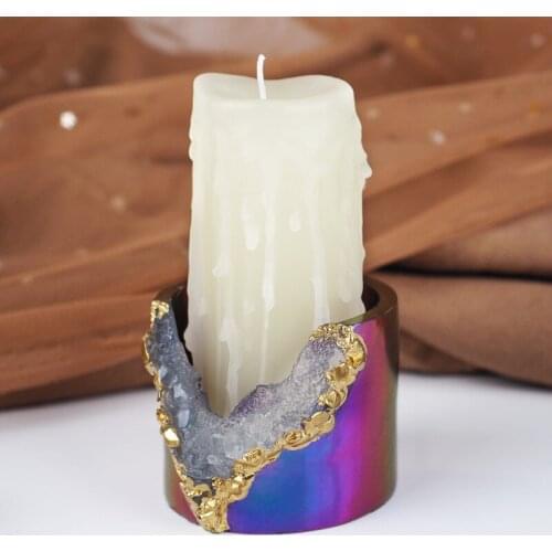 4PCS Candle Base Storage Crystal Cluster Cup Silicone Mold for DIY Uv Epoxy Crystal Candle Holder Home Decoration for Resin