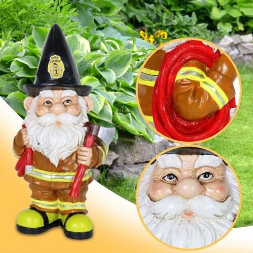 Fireman Gnome Statue Whimsical Garden Decoration For Patio Decor Dwarf Garden Like A Courtyard Lawn Porch Villain Resin Ornament