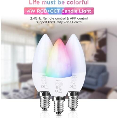 MiBoxer FUT108 4W E14 WiFi Control Dimmable (2700-6500K)RGB+CCT Smart WiFi LED Candel Light 2.4G RF Wireless Remote Control