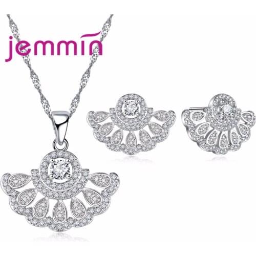 Luxury Noble Women Wedding Jewelry Set Pure 925 Sterling Silver Necklace Earrings for Women Wedding Bridal