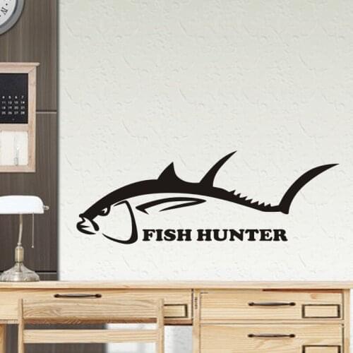 Fishing Hunter Decal Bucket Tackle Shop Fishhook Sticker Fish Tank Boat Box Car Vinyl