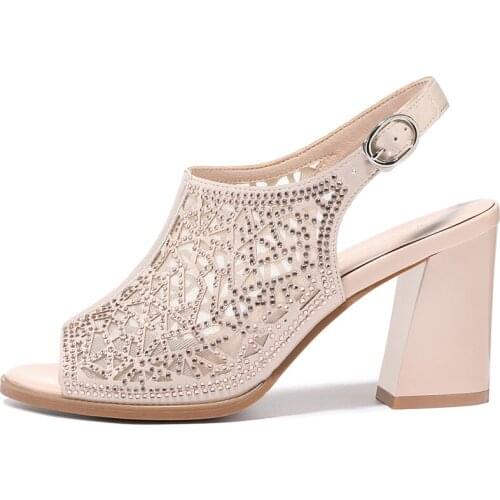 Fish Mouth Thick Heel Sandals, One-Line Buckle With Rhinestone Decoration WomenS Shoes, Waterproof Platform WomenS Shoes