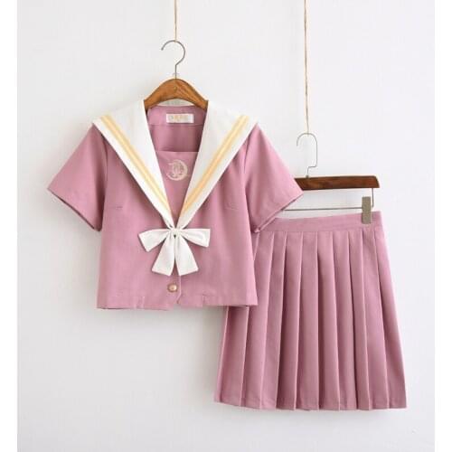 Sakura light pink Japanese school uniform skirt jk uniform class uniforms sailor suit college wind suit female students uniforms