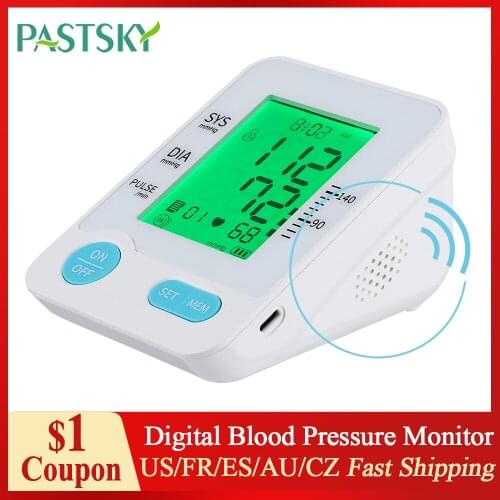 Blood Pressure Monitor Tensiometer Upper Arm Automatic Digital BP Machine Pulse Heart Rate Meter 3 Color LCD Display Tonometer