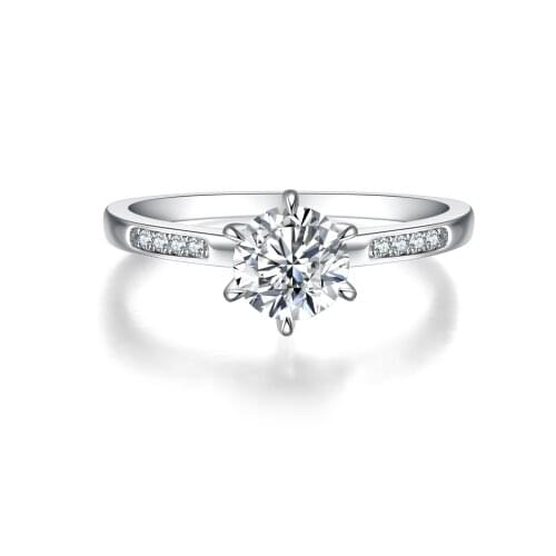 VVS D color ladies 18K gold 750 round moissanite 1 carat elegant female ring