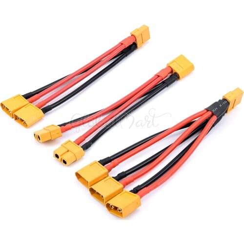 XT60 Parallel Battery Connector Male / Female Cable Dual Extension Y Splitter / 3-Way 14AWG Silicone Wire for RC Battery Motor