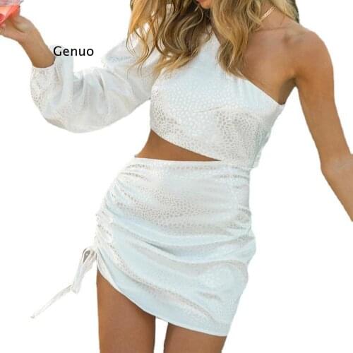 Women Fashion One-Shoulder Sling Bodycon Dress Summer Sleeveless Print Street Casual Long Dress For Party Club Sundress