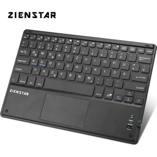 Zienstar 10inch Wireless Bluetooth keyboard with Touchpad For Ipad/PC Computer/ Samsung Tab/Tablet ,QWERTZ German Deutsch Letter