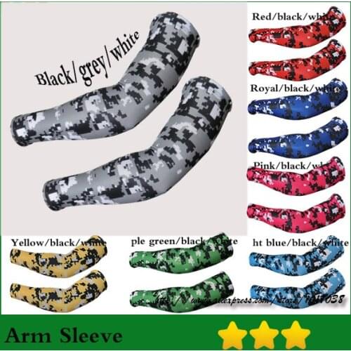 2016 NEW Compression Sports Arm Sleeves Camo Baseball Football Basketball Neon Free DHL