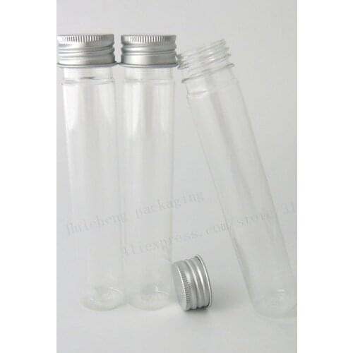24 X 65ML Refillable Empty PS perform Tube with Aluminum Cap 65CC Clear Plastic Tube Transparent Display Tube