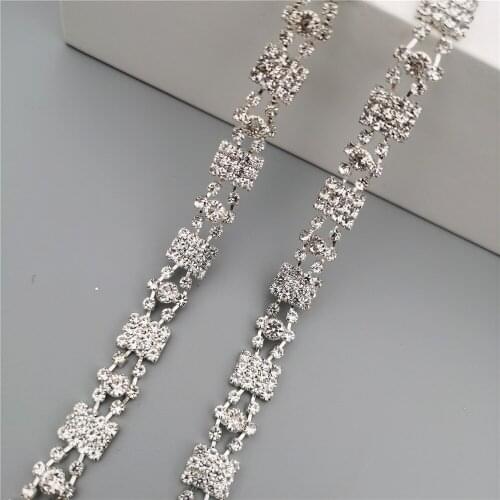 30cm Rhinestone Crystal Chain Bling Diamante Lace Diamond Trim Ribbon Necklace Applique Gem Sparkle Wedding Dress 1cm Width